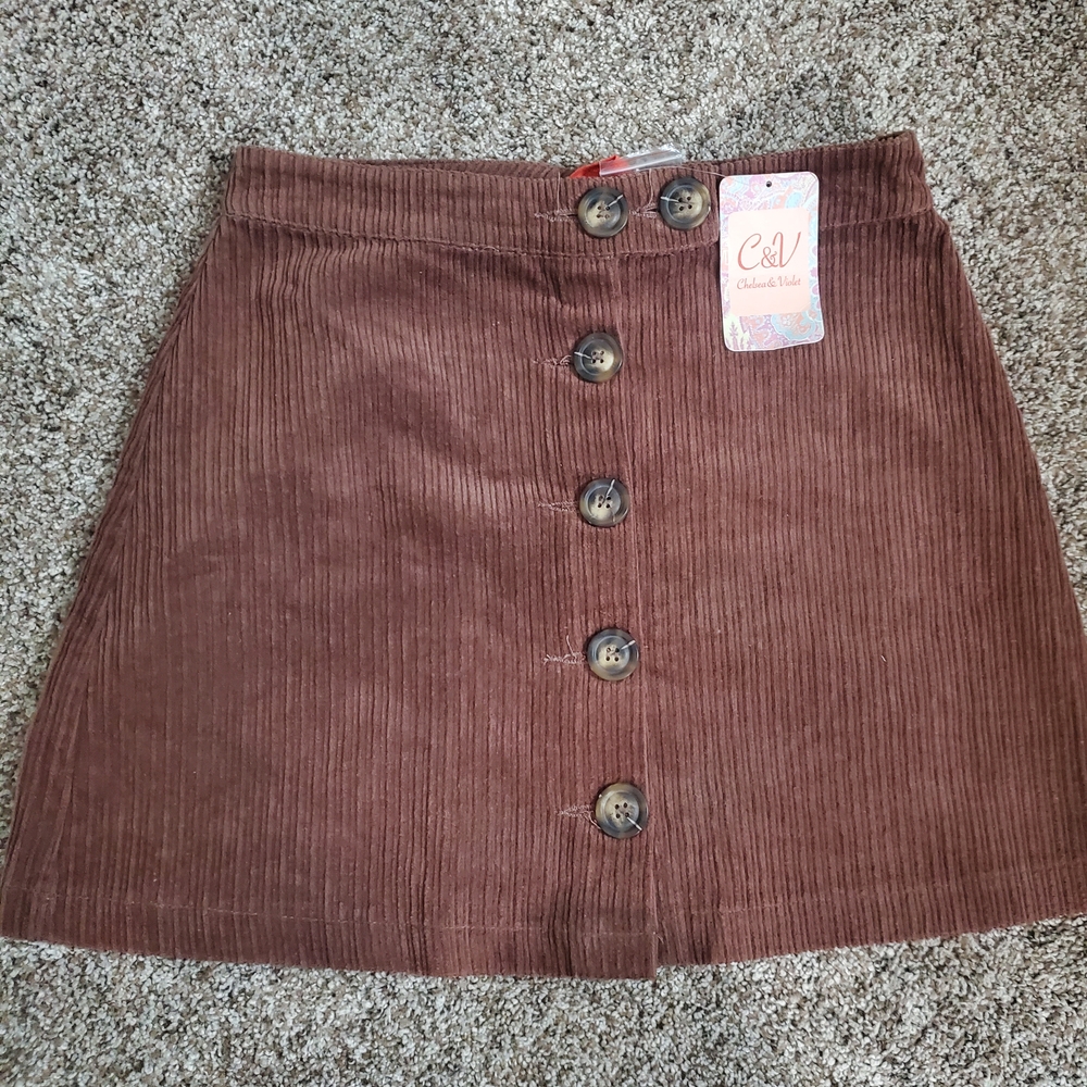 NWT Chelsea & Violet Brown‎ A-line Ribbed Mini Skirt